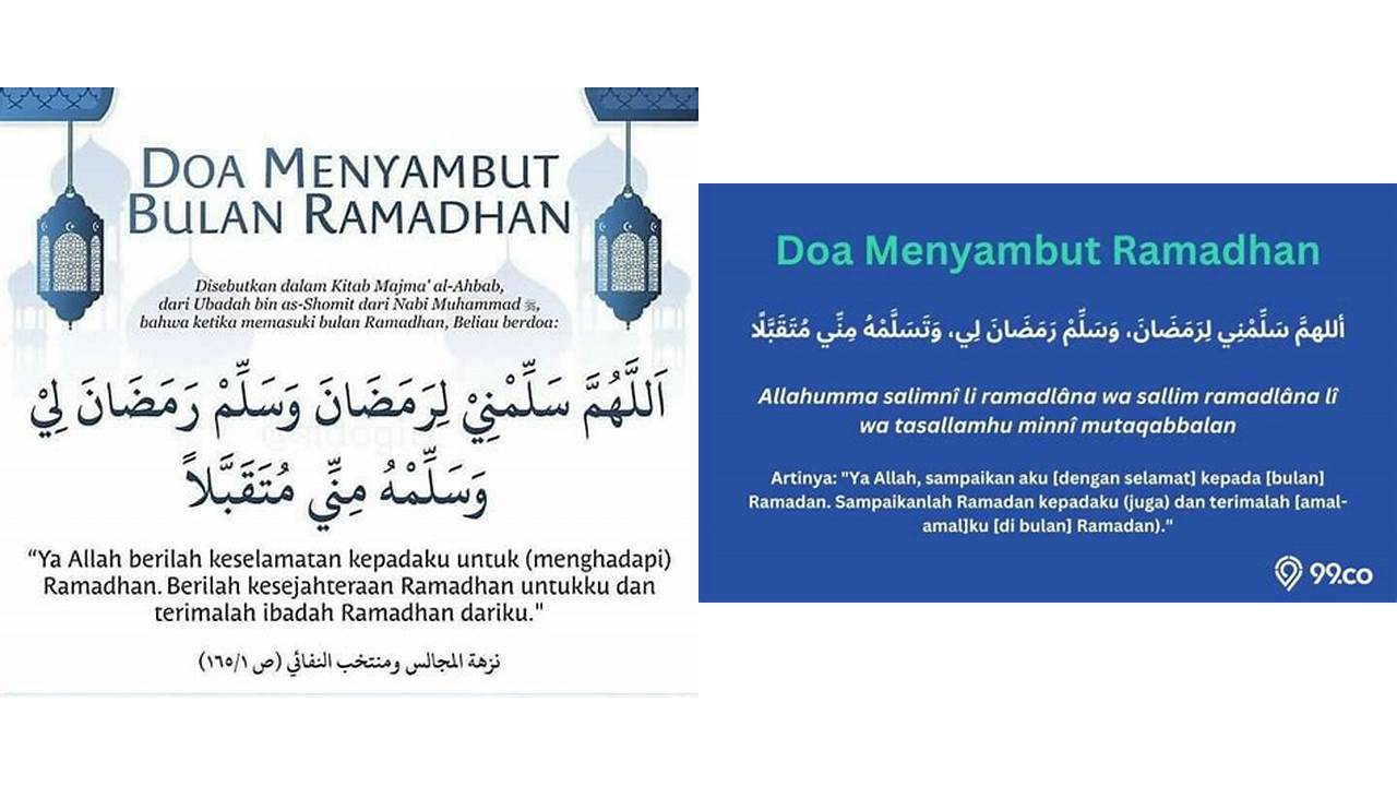 doa menyambut bulan ramadhan dan artinya