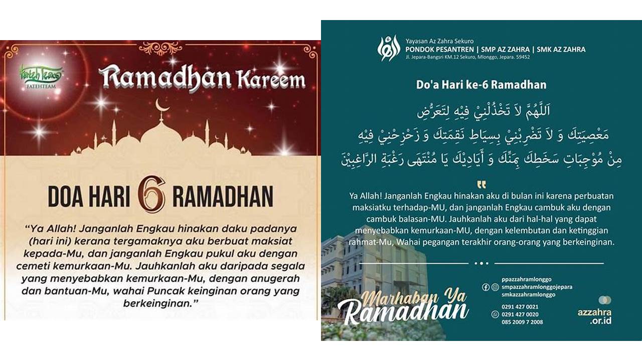 doa puasa ramadhan hari ke 6